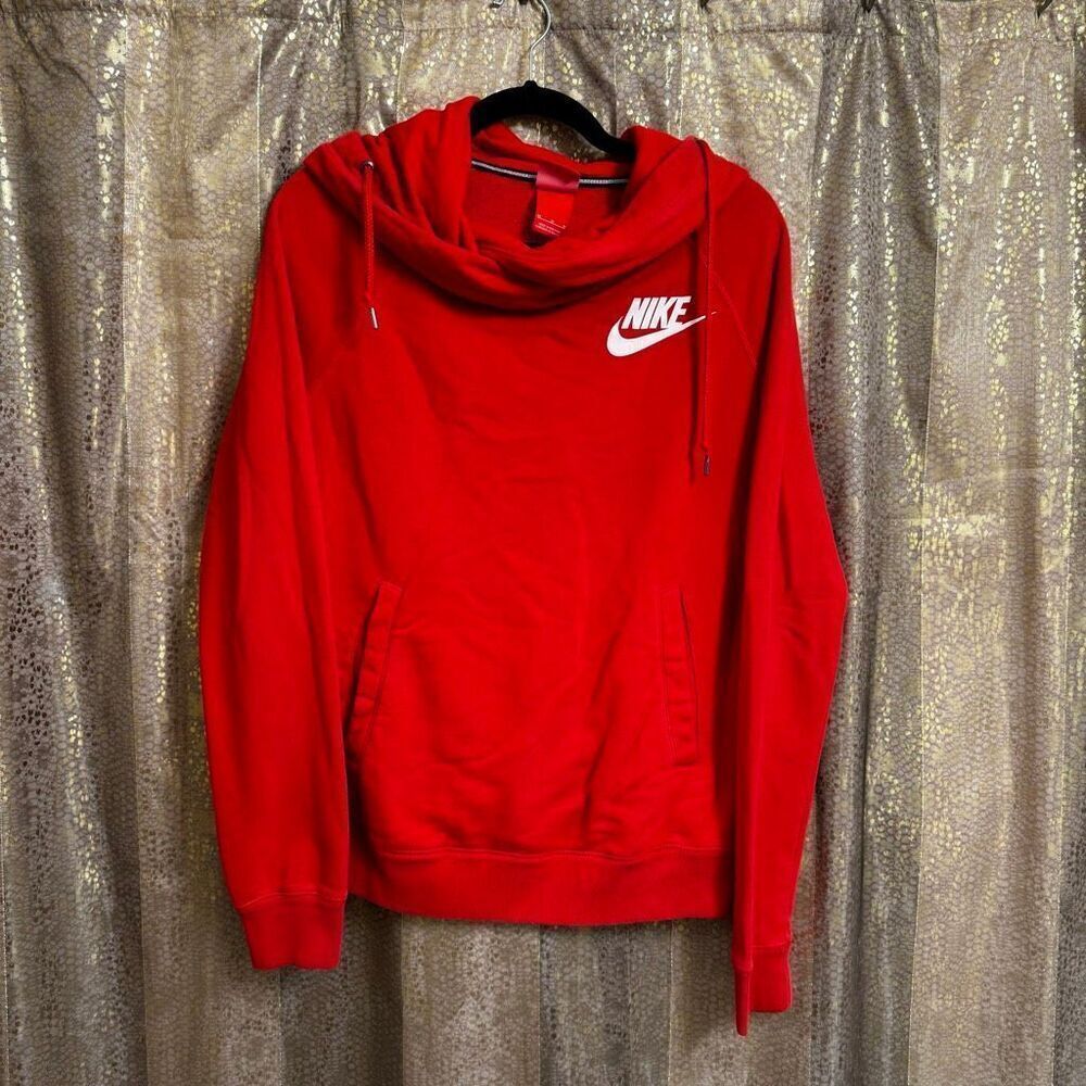 Nike Women's Red Cowl Neck‎ Hoodie Athletic Casual Sweatshirt Medium
